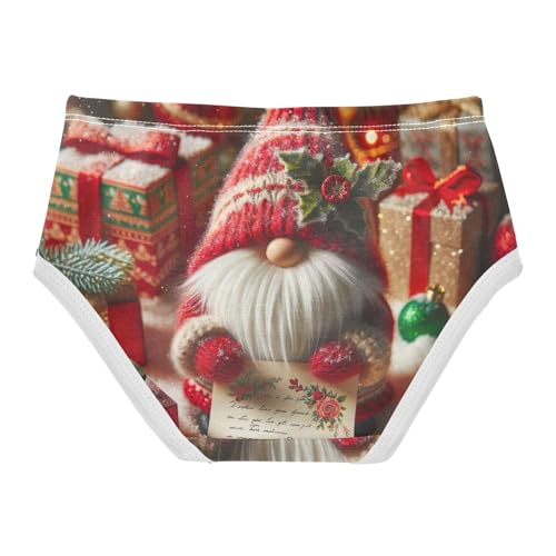 Cute Christmas Gnome Red Toddler Girl Underwear, Girls Briefs, 2T–8 Years2