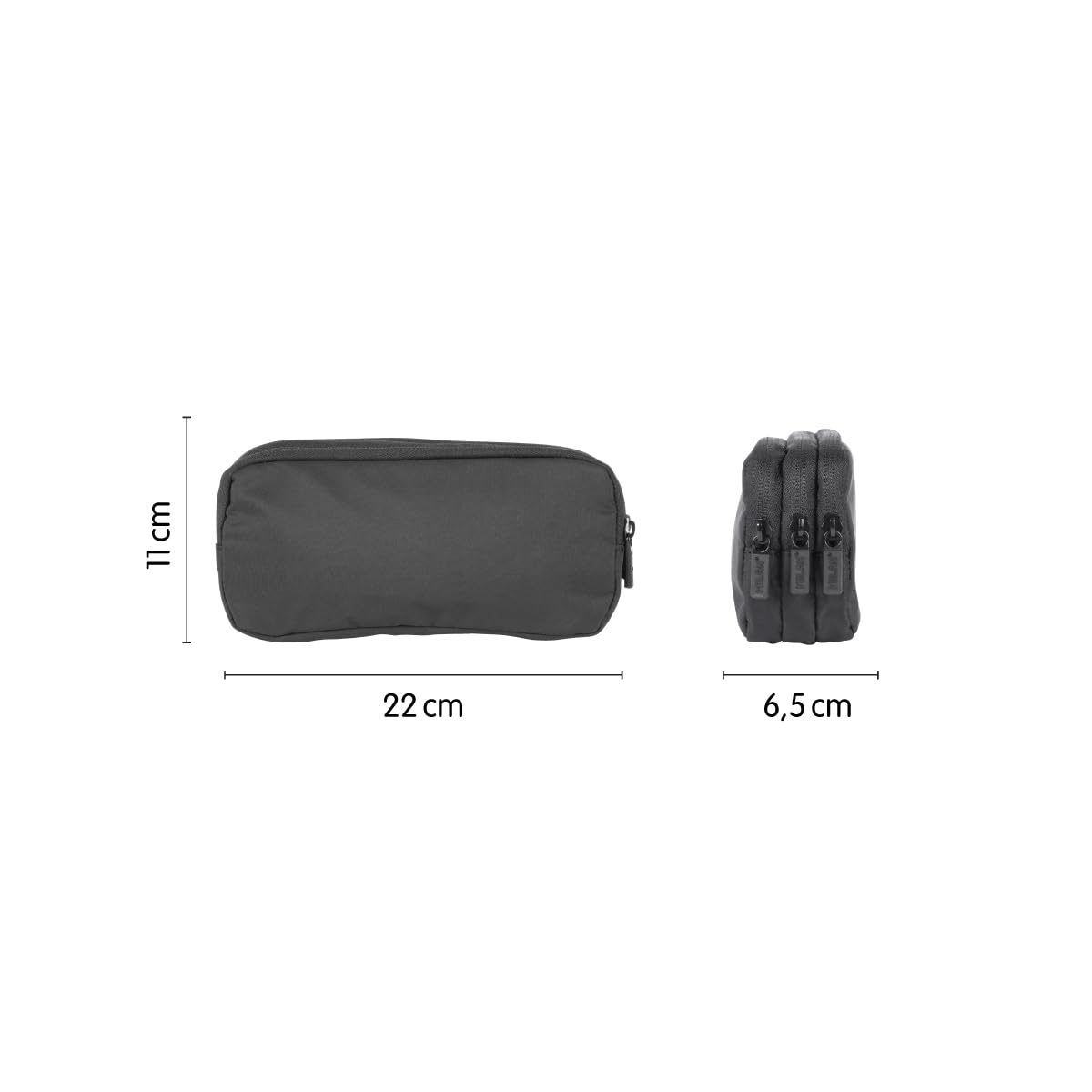 MILAN® Piórnik z 3 zamkami błyskawicznymi z serii Shadow, czarny