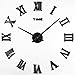 Timelike 3D DIY Wall Clock, 1M Modern Frameless Large 3D DIY Wall Clock Kit Decoration Home for Living Room Bedroom (Black-Black)