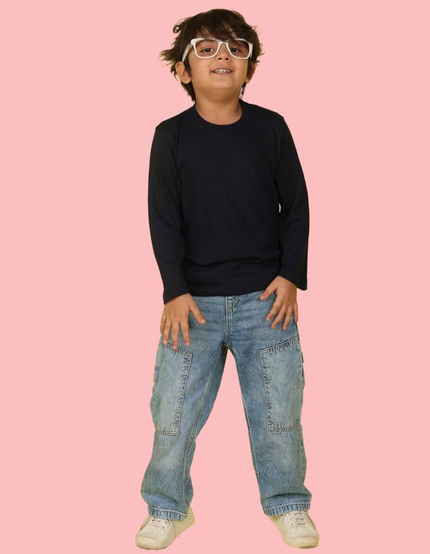 Image of Nusyl Boys Solid Cotton Blend Tshirts - Soft & Comfortable Full-Sleeves T-Shirts | Casual Wear for Kids & Teen Boys | Full Sleeves T-Shirts |- NUBCTSF001-PO2-1