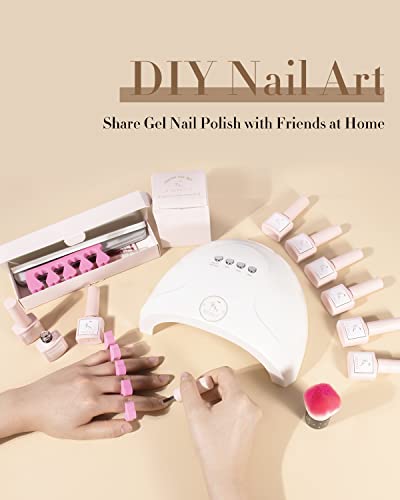 Neeko Starter Set mit Lampe 48W UV Lampe für Gelnägel Starterset, 6 Farben UV Gel Nagellack Set Pink Nude Gel Farben Für… – Bild 8