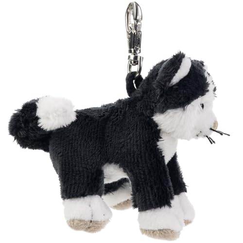 Plüsch-Anhänger Katze „Caesar“ – Schaffer 0226 - ca. 10 cm - Niedlicher Schlüsselanhänger & Taschenanhänger mit Karabiner - Weich & hochwertig - Geschenkidee für Kinder & Erwachsene - schwarz-weiß