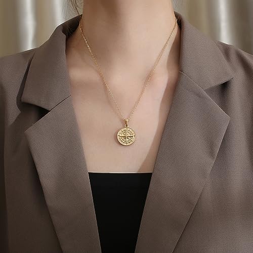 Female Compass Pendant Necklace Navigator Forged Jewelry In Stainless Steel4
