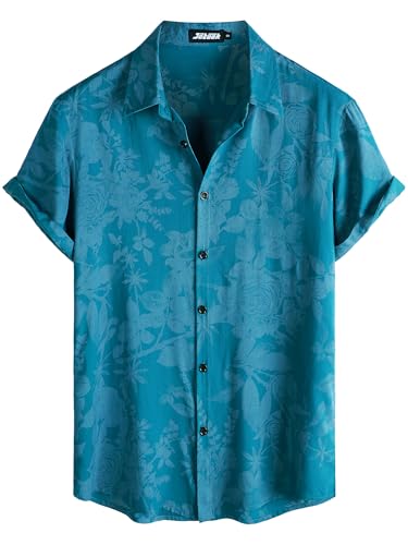 Image of JOTOOK Mens Hawaiian Shirt Short Sleeve Button Down Tropical Shirts Casual Floral Summer Beach Shirt