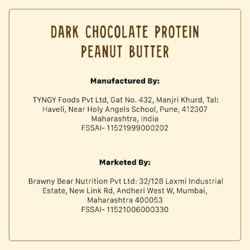 Image of Brawny Bear High Protein Peanut Butter Chocolate Flavour, Nut Butter - 10G Protein Per Serve, 100% Natural Sweetened with Dates, Healthy Chocolate Spread with No Added Sugar - 500 gm