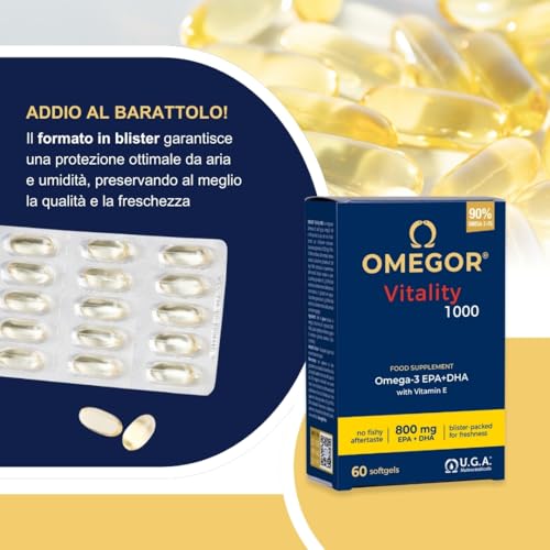 Omega 3 Ifos 5 Stelle Omegor Vitality 1000 - Omega3 Epa 535Mg E Dha 268 Mg - Favorisce Le Funzioni Cardiovascolari E Cerebrali - 60 Cps (5 Confezioni) - 7
