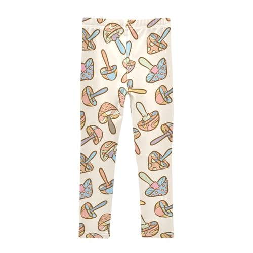 Retro Mushroom Girls Leggings,Workout Leggings for Girls Toddler Athletic Leggings Size for 3-10T2