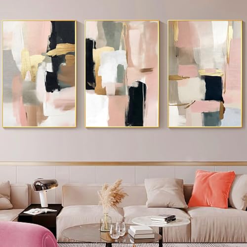 Muaccouioo Grey Pink White Gold Wall Art