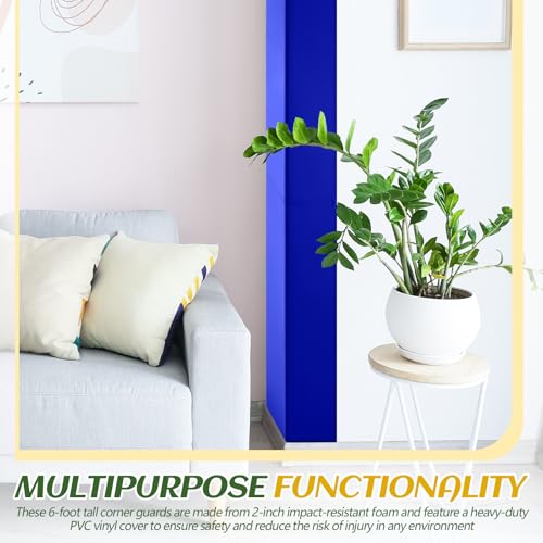 Image of Wonderjune Wall Corner Guards Edge Protector Heavy Duty Foam Corner Protectors for Wall Waterproof 2 Sides Padding for Gyms, Basketball Court, Kindergarten, Playrooms, Garages(6ft,Blue)