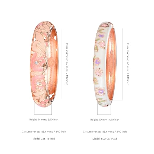 UJOY Vintage Jewelry Cloisonne Handcrafted Enameled Butterfly Flower Gorgeous Rhinestone Gold Hinged Cuff Bracelet Bangles Gifts 88A093