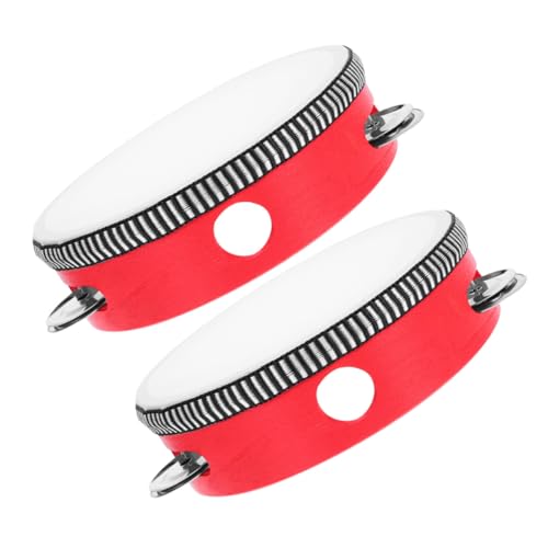 WESIEVYA 2個手持ち鈴鼓 音楽楽器 子供向けパーカッション 楽しい音色でダ