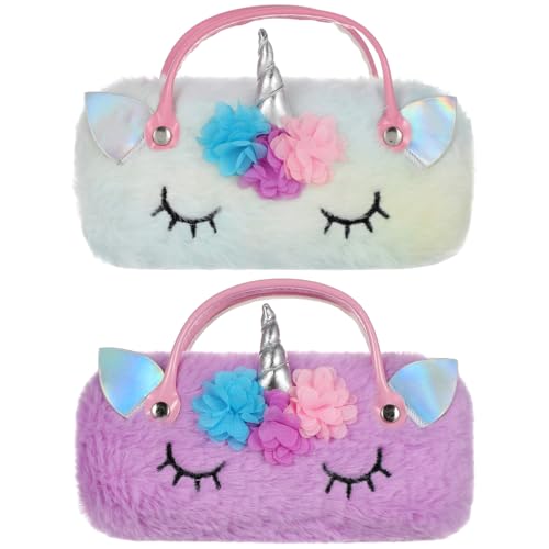 Étui à lunettes pliable licorne rigide avec fermeture aimantée sûre