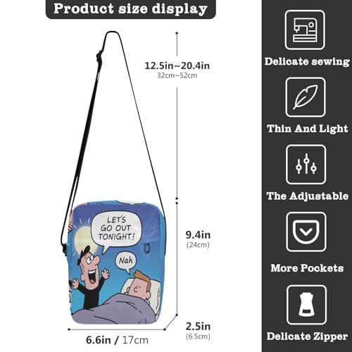 messenger bag shoulder bag men Womens Cross Body Purse Bags Adjustable Strap for Shopping Shopping- Lazy Night3