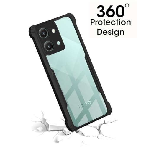 Image of Polycarbonate Crystal Clear Back Cover for iQOO Z11X 5G / Vivo T5X 5G | 360 Degree Protection | Shock Proof Design | Transparent Back Cover for iQOO Z11X 5G / Vivo T5X 5G - Black Bumper