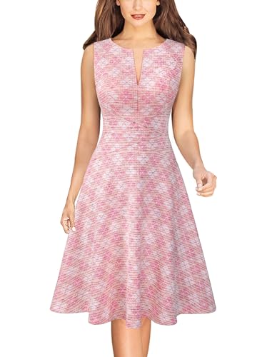 Image of VFSHOW Womens Front Zipper Work Business A-Line Dress Elegant Professional Office Career Church Fit and Flare Skater Dresses