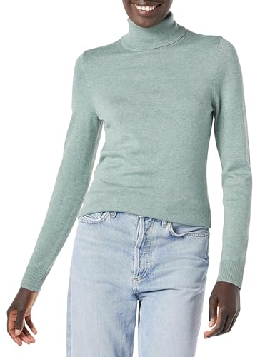 Amazon Essentials Women's Classic-Fit Lightweight Long-Sleeve Sweater, Sage Green Heather, Large