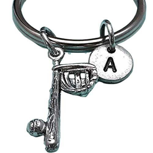 Bat ball and glove keychain, bat ball and glove charm