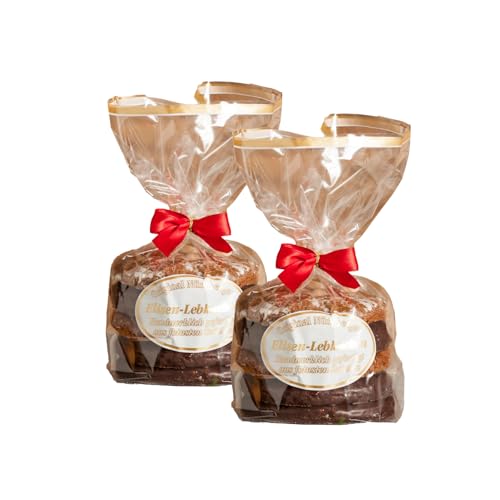 Pan di zenzero originale di Norimberga – 37% noci – fatto a mano – in sacchetto trasparente con fiocco rosso, contenuto: pan di zenzero misto 10 pezzi, 800 g