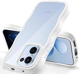 Yuanlai For OPPO Reno13 A ケース クリア かわいい 波型 オッポ レノ 13A カバー 透明 超軽量 耐衝撃 CPH2699/A501OP スマホケース ストラップホール付き 学生 がくせい 女性用（ホワイト）