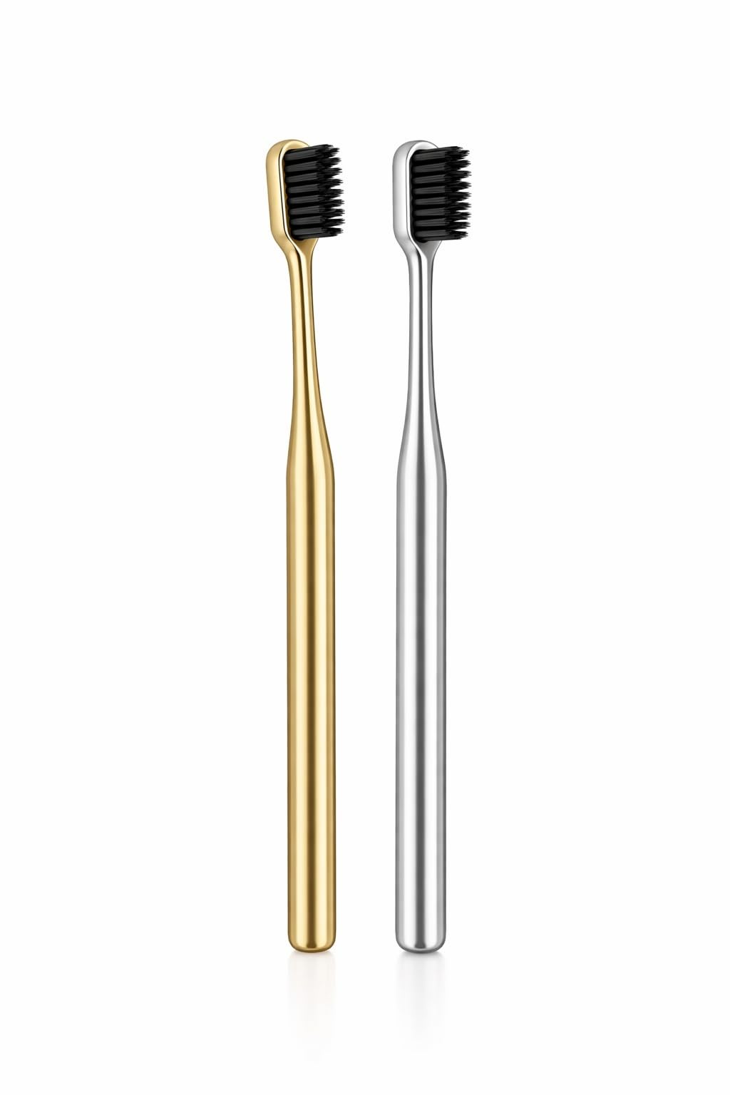 Pickliin Luxury Toothbrush | Premium Metal Handle Manual Toothbrush | Soft Bristles | PACK OF 2 MIX COLOR Gold Black and Silver Black ToothBrush Elegant Reusable Tooth Brush for Adults Home & Travel-image-18