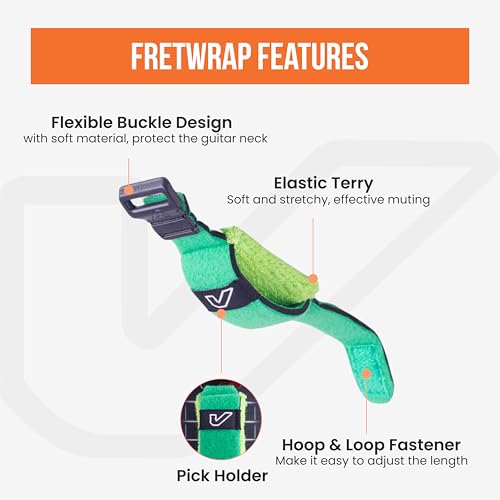 Image of Gruv Gear Fret Wrap & Guitar Mute, Fretwrap for Acoustic, Electric & Bass | String Dampener Recording, Tapping & Practice Accessory (3 Pack, Small Green, Fits 4 String Bass, 6 String Guitar)