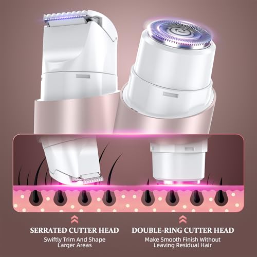 Image of Bikini Trimmer for Women, Dual Head Face Shaver Body Hair Trimmmer, IPX7 Waterproof Womens Electric Razor for Legs, Rose Gold