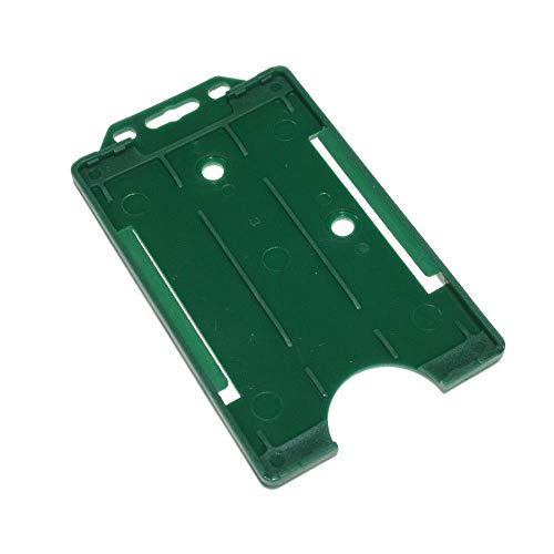 Portatarjetas rígidas de una sola cara para identificación, vertical/vertical, paquete de 100, color verde oscuro