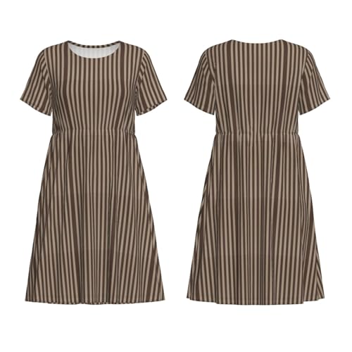 Robe d'été en coton doux à rayures marron confortables - 6