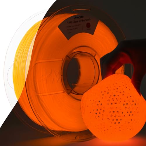 Image of AMOLEN 95A TPU 3D Printer Filament, 1.75mm Glow in The Dark Orange, Soft TPU Flexible 3D Printing Filament, Best with UV Lamps, 1kg Spool, Dimensional Accuracy + /- 0.02 mm, Fit Most 3D Printers