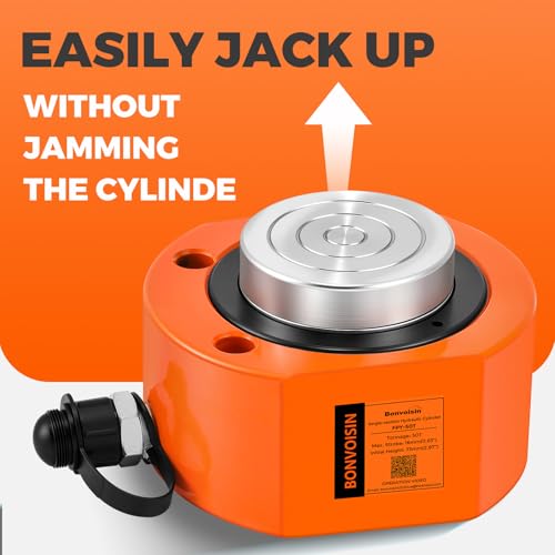 Image of Bonvoisin Hydraulic Ram Cylinder 50T Hydraulic Cylinder Jack Porta Power Ram 0.63 inch Stroke Low Profile Lifting Cylinders for Machinery Shipbuilding Bridge Construction