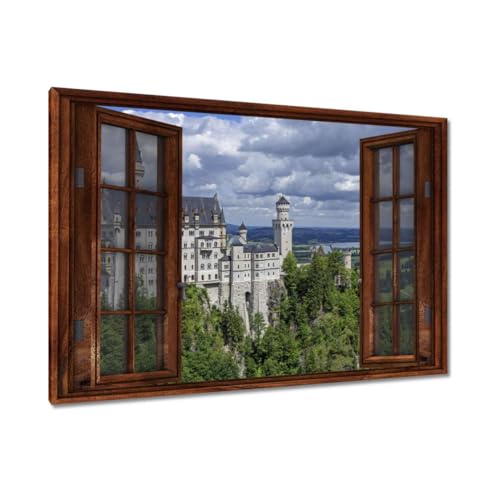 Peinture imprimée sur toile 90x60 cm Château de Neuschwanstein H7975M