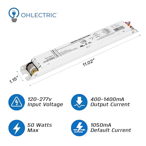Image of OHLECTRIC Replacement for OTi 50 /120-277 /1A4 DIM-1 L AUX G2 Linear 120-277V LED Driver with Programmable Output, 400-1400mA & 10-55V, 50 Watts Power. LED Dimmer, 1-100% LED Dimming Range
