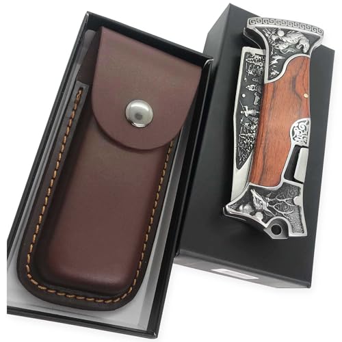 Faca De Caça Com Bainha Couro Super Luxo Inox Coleção Cowboy Acampar tops