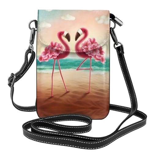 Sac à rabat flamants roses idéal en voyage pour ranger téléphone et cartes