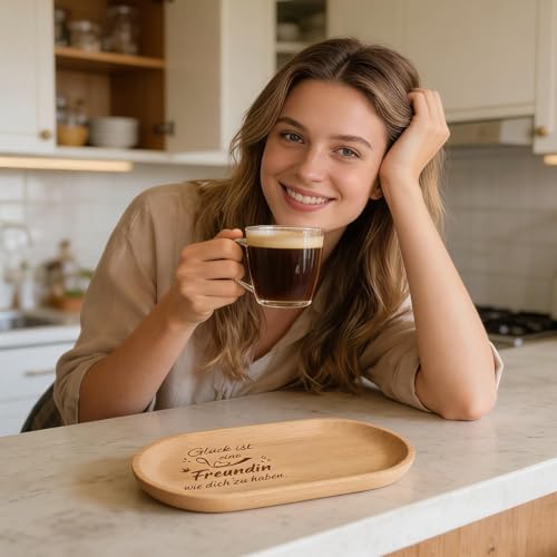 Beste Freundin Geschenke Tablett aus Holz mit Gravur Freundschaft Persönliches Geschenke Für Freundin,Geschenk Freundin Geburtstag Weihnachten Deko für Freundin, Edle Geschenkidee für Badezimmer Küche