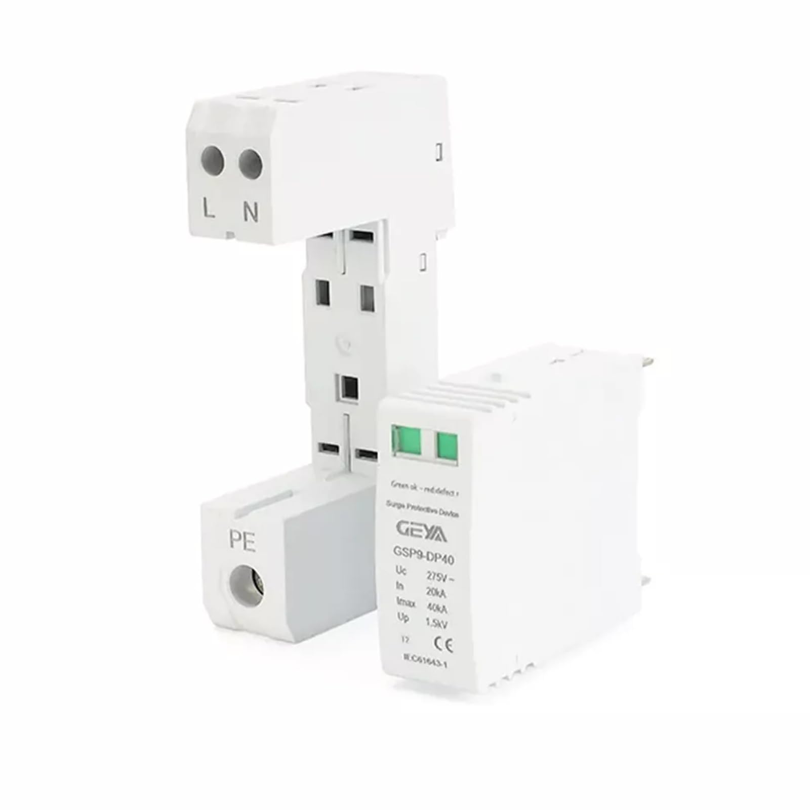 GEYA Dispositivo di scaricatore a bassa tensione SPD 20-40KA 1P+N AC275V