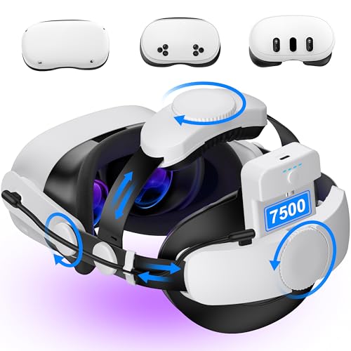 Kawaye for Meta Quest 3S/3/2 Head Strap with 7500mAh Hot-Swap Battery for 3-4H Playtime,Double Knobs...