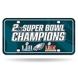 Rico Industries NFL Football Philadelphia Eagles 2 Time Champs Metal Auto Tag 6