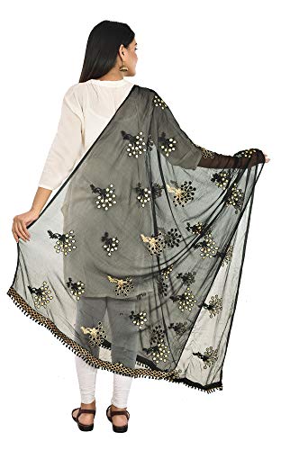 Image of YOUTHQUAKE Heavy Embroidered Work Chiffon Dupatta for Womens & Girls With Fancy Lace