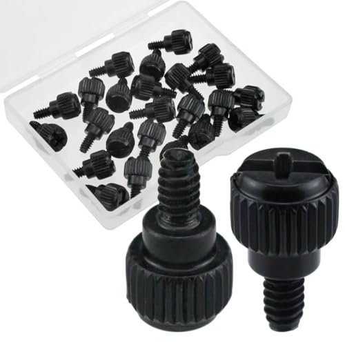 HONSNKS 24 Pcs Black Computer Case Thumb Screws, 6-32 Thread, Easy-Grip Design for PC Case Covers, Hard Drives, Power Supply & PCI Slots