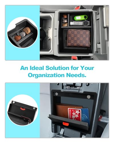 Image of CDEFG 2Pcs for 2024 2025 2026 Toyota Tacoma Center Console Organizer Tray | for Toyota 2024 2025 2026 Tacoma Accessories Middle Console Organizer Armrest Compartment Storage Box