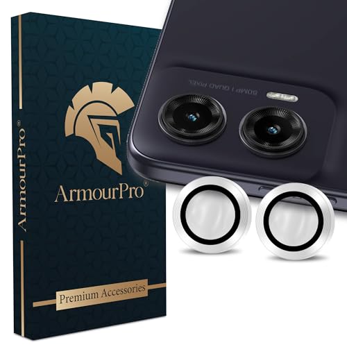 Image of ArmourPro Camera Rings Tempered Glass for Motorola G35, Tough HD Individual Aluminum Alloy Rings 9H Camera Cover, Scratch-Resistant,Camera Lens Protection| Silver, 1 Pack