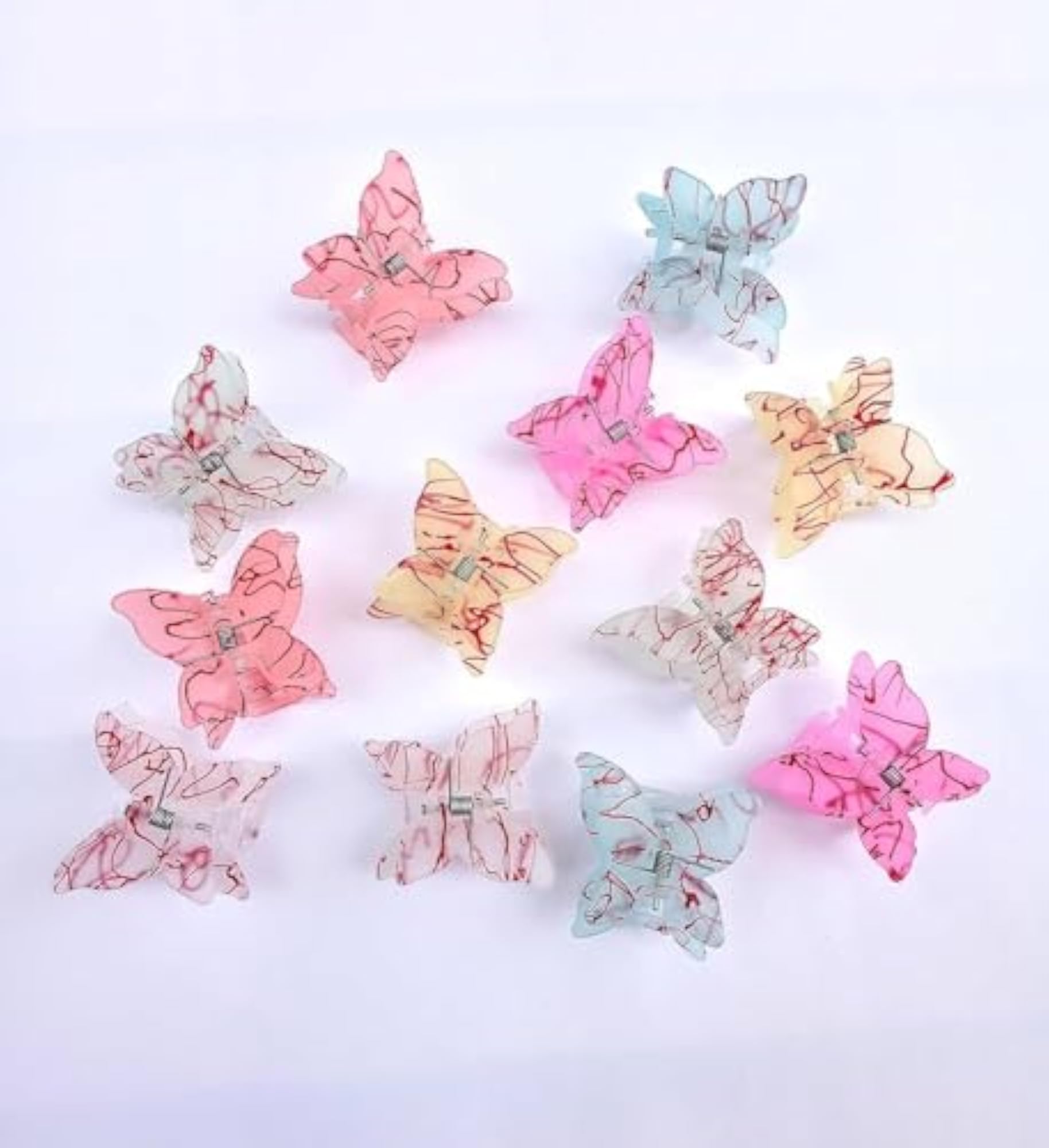 Multi Colored Butterfly Hair Clips, Pack of 12