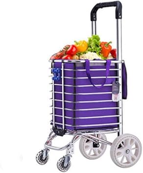 Utility Shopping Cart Foldable Shopping Cart Portable Aluminum Alloy Anti-Rust Trolley with Wheels and Detachable Picnic Canvas Bag Portable Grocery Cart to Save Space Color 1