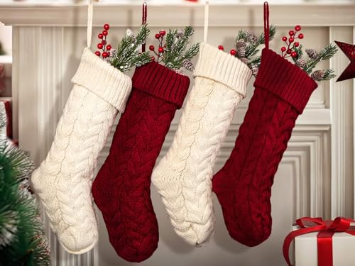 image for Fesciory 18 Inches Christmas Stockings Bulk, 1 Pack Large Size Cable K
