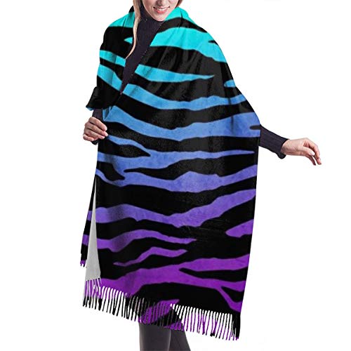 Women's Soft Large Cashmere Blend Scarf Winter Warm Pashmina Premium Elegant Purple Blue Green Camouflage Zebra Stripes Shawl Wrap For Evening Party Wedding Travel