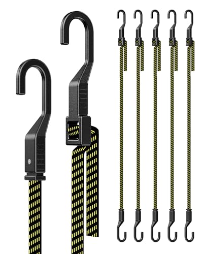 Image of 12 inch Flat Adjustable Bungee Cords with Hooks, 3X Faster to Adjust the Length