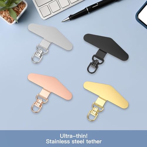 cmetta 2 PCS 360°Rotatable Metal Phone Tether Tab for iPhone，Cell Phone Lanyard Replacement Part for All Full Phone Cases,Silver - Thumbnail 6