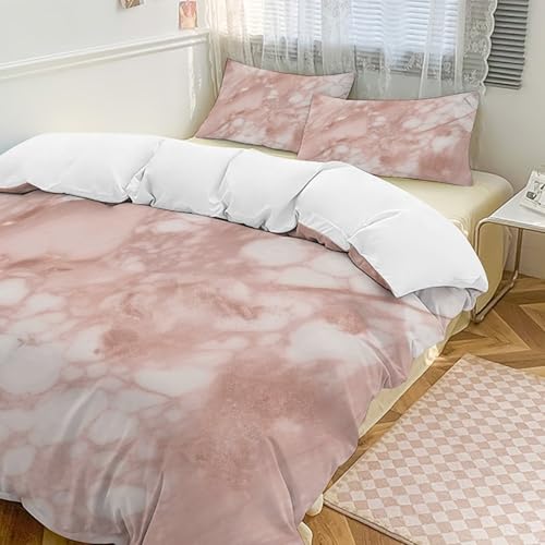 Linge de lit en microfibre de qualité supérieure avec housse de couette marbrée or rose - 2