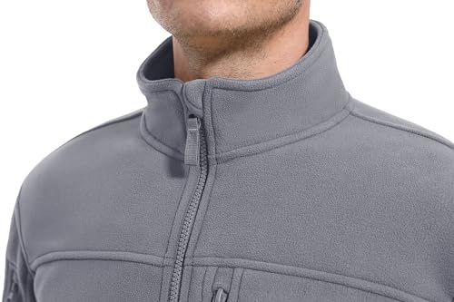 CRYSULLY Mens Tactical Jackets Coat Fleece Warm Snowboard Military Jacket Light Grey